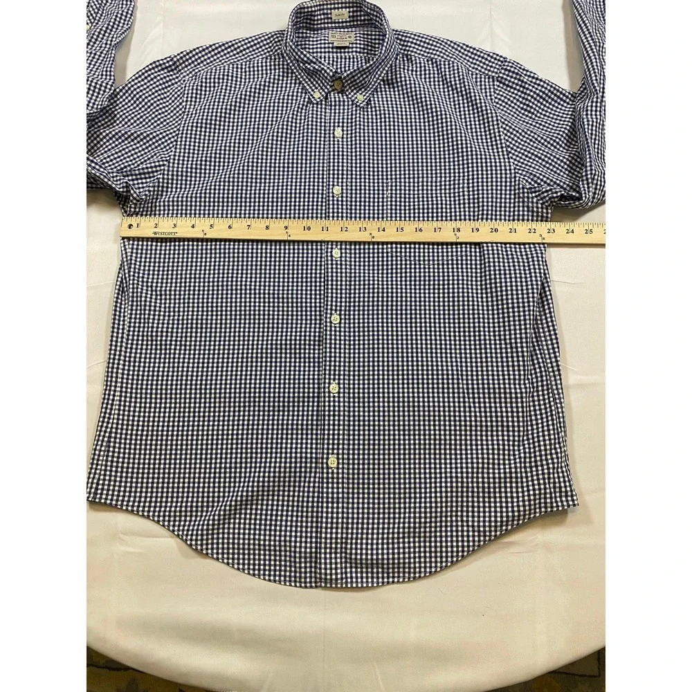 J. Crew Slim Fit Gingham Button Down Shirt Men‎ Size XL Blue White Cotton
